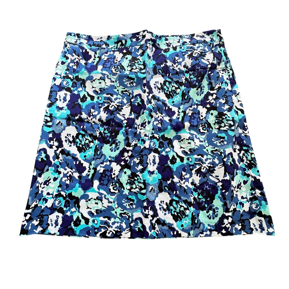 Jaclyn Smith Womens Blue Floral A-Line Mini Skirt Size 12 Abstract Print Stretch
